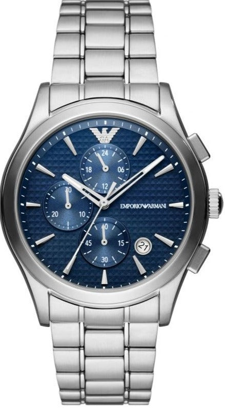 Buy Shop Emporio Armani Chronograph Blue Dial Silver Steel Strap Watch For Men - AR11528 USA Online