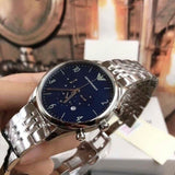 Buy Shop Emporio Armani Chronograph Blue Dial Silver Steel Strap Watch For Men - AR1942 USA Online
