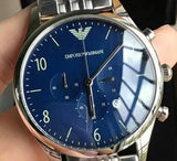 Buy Shop Emporio Armani Chronograph Blue Dial Silver Steel Strap Watch For Men - AR1942 USA Online