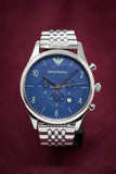 Buy Shop Emporio Armani Chronograph Blue Dial Silver Steel Strap Watch For Men - AR1942 USA Online