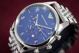 Buy Shop Emporio Armani Chronograph Blue Dial Silver Steel Strap Watch For Men - AR1942 USA Online