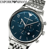 Buy Shop Emporio Armani Chronograph Blue Dial Silver Steel Strap Watch For Men - AR1942 USA Online