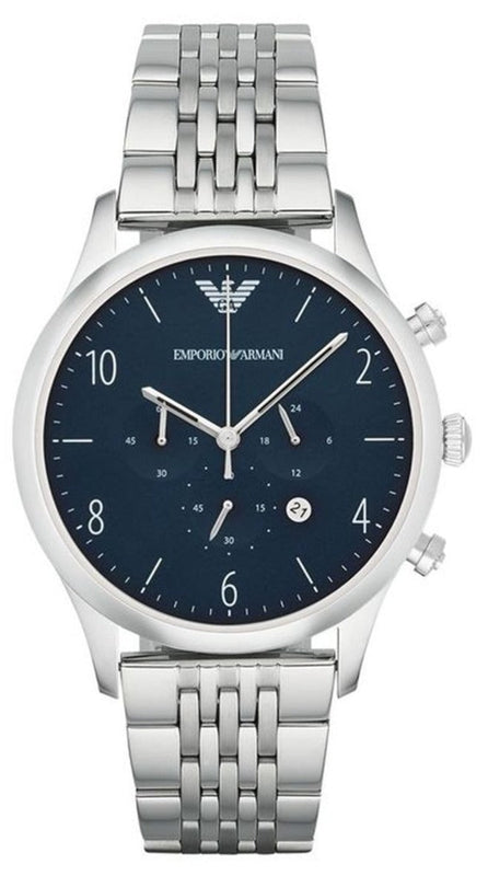 Buy Shop Emporio Armani Chronograph Blue Dial Silver Steel Strap Watch For Men - AR1942 USA Online