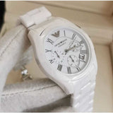 Buy Shop Emporio Armani Chronograph Ceramic White Dial Watch For Women - AR1403 USA Online