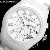 Buy Shop Emporio Armani Chronograph Ceramic White Dial Watch For Women - AR1403 USA Online