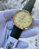 Buy Shop Emporio Armani Chronograph Champagne Dial Green Leather Strap Watch For Men - AR1722 USA Online