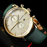 Buy Shop Emporio Armani Chronograph Champagne Dial Green Leather Strap Watch For Men - AR1722 USA Online