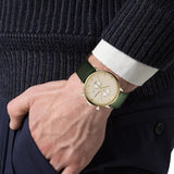 Buy Shop Emporio Armani Chronograph Champagne Dial Green Leather Strap Watch For Men - AR1722 USA Online