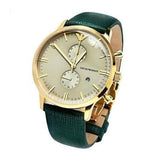 Buy Shop Emporio Armani Chronograph Champagne Dial Green Leather Strap Watch For Men - AR1722 USA Online