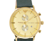 Buy Shop Emporio Armani Chronograph Champagne Dial Green Leather Strap Watch For Men - AR1722 USA Online