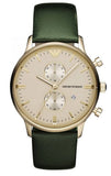 Buy Shop Emporio Armani Chronograph Champagne Dial Green Leather Strap Watch For Men - AR1722 USA Online