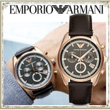 Buy Shop Emporio Armani Chronograph Gray Dial Brown Leather Strap Watch For Men - AR6043 USA Online