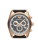 Buy Shop Emporio Armani Chronograph Gray Dial Brown Leather Strap Watch For Men - AR6043 USA Online