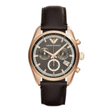 Buy Shop Emporio Armani Chronograph Gray Dial Brown Leather Strap Watch For Men - AR6043 USA Online