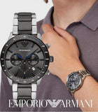 Buy Shop Emporio Armani Chronograph Grey Dial Two Tone Steel Strap Watch For Men - AR11391 USA Online