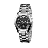Buy Shop Emporio Armani Velente Chronograph Black Dial Silver Steel Strap Watch For Women - AR0674 USA Online