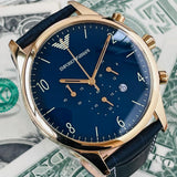 Buy Shop Emporio Armani Chronograph Midnight Blue Dial Blue Leather Strap Watch For Men - AR1862 USA Online