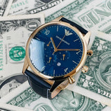 Buy Shop Emporio Armani Chronograph Midnight Blue Dial Blue Leather Strap Watch For Men - AR1862 USA Online