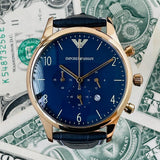 Buy Shop Emporio Armani Chronograph Midnight Blue Dial Blue Leather Strap Watch For Men - AR1862 USA Online