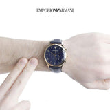 Buy Shop Emporio Armani Chronograph Midnight Blue Dial Blue Leather Strap Watch For Men - AR1862 USA Online