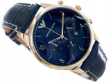 Buy Shop Emporio Armani Chronograph Midnight Blue Dial Blue Leather Strap Watch For Men - AR1862 USA Online