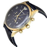 Buy Shop Emporio Armani Chronograph Midnight Blue Dial Blue Leather Strap Watch For Men - AR1862 USA Online