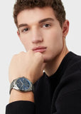 Buy Shop Emporio Armani Chronograph Quartz Blue Dial Grey Steel Strap Watch For Men - AR11481 USA Online