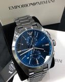 Buy Shop Emporio Armani Chronograph Quartz Blue Dial Grey Steel Strap Watch For Men - AR11481 USA Online
