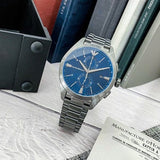 Buy Shop Emporio Armani Chronograph Quartz Blue Dial Grey Steel Strap Watch For Men - AR11481 USA Online