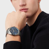 Buy Shop Emporio Armani Chronograph Quartz Blue Dial Grey Steel Strap Watch For Men - AR11481 USA Online