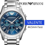 Buy Shop Emporio Armani Chronograph Quartz Blue Dial Silver Steel Strap Watch For Men - AR11082 USA Online