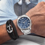 Buy Shop Emporio Armani Chronograph Quartz Blue Dial Silver Steel Strap Watch For Men - AR11082 USA Online