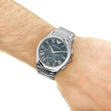 Buy Shop Emporio Armani Chronograph Quartz Blue Dial Silver Steel Strap Watch For Men - AR11082 USA Online