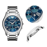 Buy Shop Emporio Armani Chronograph Quartz Blue Dial Silver Steel Strap Watch For Men - AR11082 USA Online
