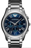 Buy Shop Emporio Armani Chronograph Quartz Blue Dial Silver Steel Strap Watch For Men - AR11082 USA Online
