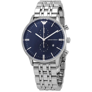 Buy Shop Emporio Armani Gianni Chronograph Blue Dial Silver Steel Strap Watch For Men - AR80013 USA Online