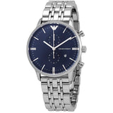 Buy Shop Emporio Armani Gianni Chronograph Blue Dial Silver Steel Strap Watch For Men - AR80013 USA Online