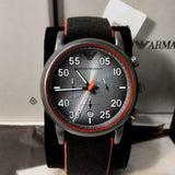 Buy Shop Emporio Armani Chronograph Quartz Grey Dial Black Leather Strap Watch For Men - AR11174 USA Online