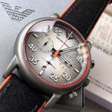 Buy Shop Emporio Armani Chronograph Quartz Grey Dial Black Leather Strap Watch For Men - AR11174 USA Online