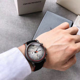Buy Shop Emporio Armani Chronograph Quartz Grey Dial Black Leather Strap Watch For Men - AR11174 USA Online