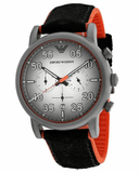 Buy Shop Emporio Armani Chronograph Quartz Grey Dial Black Leather Strap Watch For Men - AR11174 USA Online