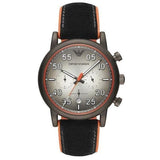 Buy Shop Emporio Armani Chronograph Quartz Grey Dial Black Leather Strap Watch For Men - AR11174 USA Online