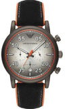 Buy Shop Emporio Armani Chronograph Quartz Grey Dial Black Leather Strap Watch For Men - AR11174 USA Online