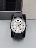 Buy Shop Emporio Armani Chronograph Quartz Silver Dial Black Rubber Strap Watch For Men - AR11048 USA Online