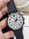 Buy Shop Emporio Armani Chronograph Quartz Silver Dial Black Rubber Strap Watch For Men - AR11048 USA Online