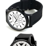 Buy Shop Emporio Armani Chronograph Quartz Silver Dial Black Rubber Strap Watch For Men - AR11048 USA Online
