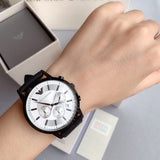 Buy Shop Emporio Armani Chronograph Quartz Silver Dial Black Rubber Strap Watch For Men - AR11048 USA Online