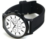Buy Shop Emporio Armani Chronograph Quartz Silver Dial Black Rubber Strap Watch For Men - AR11048 USA Online