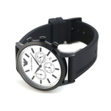 Buy Shop Emporio Armani Chronograph Quartz Silver Dial Black Rubber Strap Watch For Men - AR11048 USA Online