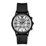 Buy Shop Emporio Armani Chronograph Quartz Silver Dial Black Rubber Strap Watch For Men - AR11048 USA Online